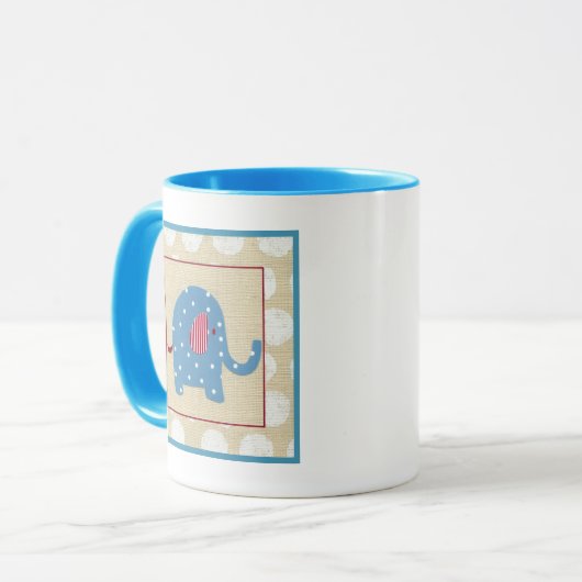 Blauer Elefant mit weißen Polka-Punkten Tasse (Vorderseite Links)