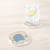 Blauer Elefant mit weißen Polka-Punkten Untersetzer (Seite)