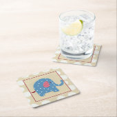 Blauer Elefant mit weißen Tupfen Rechteckiger Pappuntersetzer (Vor Ort)