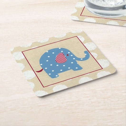 Blauer Elefant mit weißen Tupfen Rechteckiger Pappuntersetzer (angewinkelt)