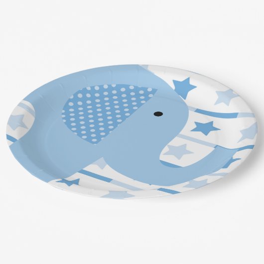 Blauer Elefant-Papier-Teller Pappteller (Schrägansicht)