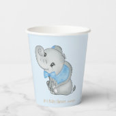 Blauer Elefant Papierbecher Baby Shower (Rückseite)