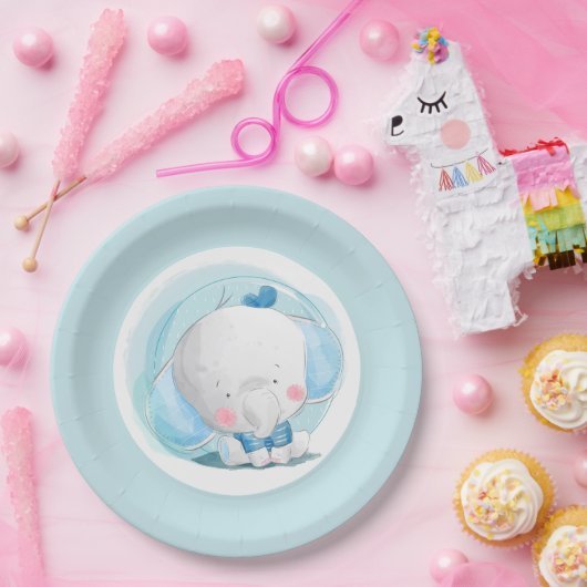 Blauer Elefant Pappteller (Party)