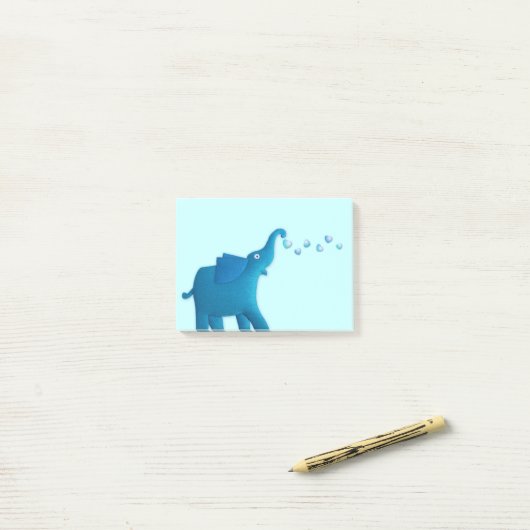 Blauer Elefant Post-it Klebezettel (Auf Schreibtisch)