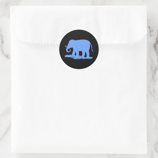 Blauer Elefant Runder Aufkleber (Tasche)