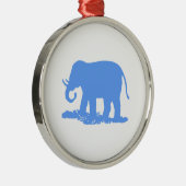 Blauer Elefant Silbernes Ornament (Rechts)