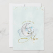 Blauer Elefant über der Mond-Babydusche Einladung (Rückseite)