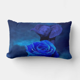 Blauer Elefant und Rose Lendenkissen