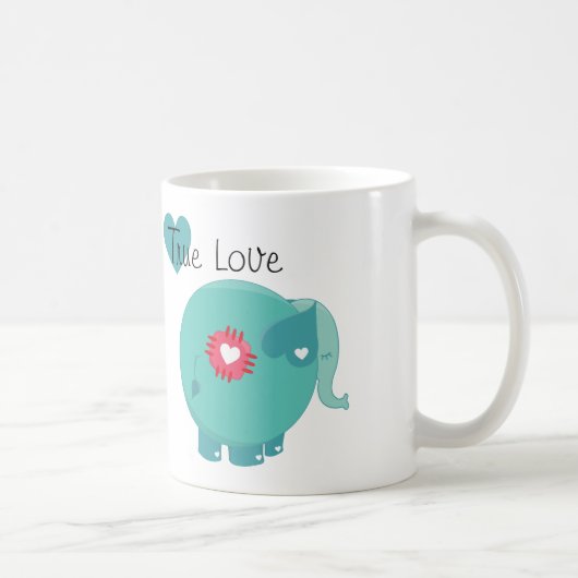 Blauer Elefant-wahre Liebe-Gewohnheits-Tasse Kaffeetasse (Rechts)
