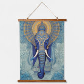 Blauer Elefant Wandteppich Mit Holzrahmen (Vorderseite)