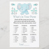 Blauer Elefant Was ist in deinem Handtaschenspiel? (Vorderseite)