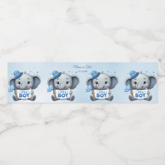 Blauer Elefant Wasserflaschenetikett (Einzelnes Label)