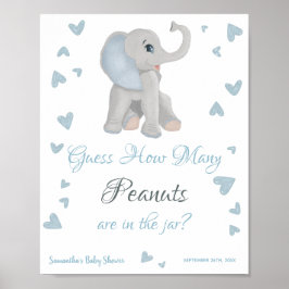 Blauer Elefant Wie viele Erdnüsse Baby Duschzeiche Poster