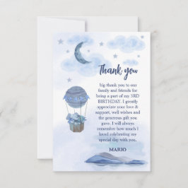 Blauer Elefantenballon niedliche Geburtstag Dankeskarte