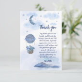 Blauer Elefantenballon niedliche Geburtstag Dankeskarte (Stehend Vorderseite)