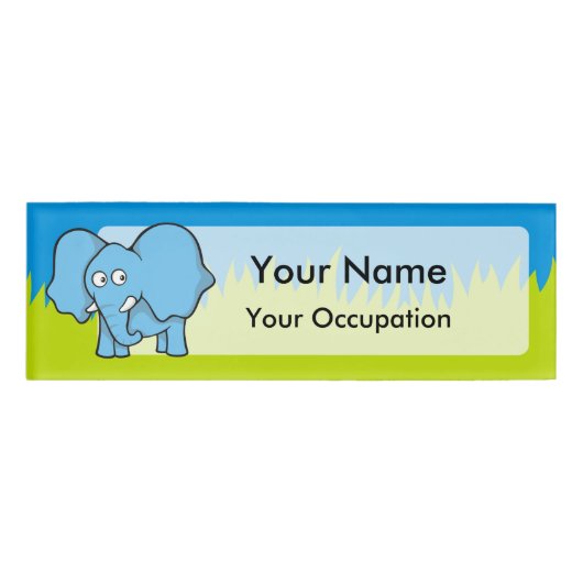 Blauer ElefantenCartoon Namenschild (Vorderseite)