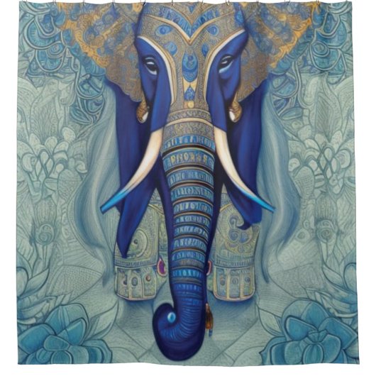 Blauer Elefantenduschvorhang Duschvorhang (Vorderseite)