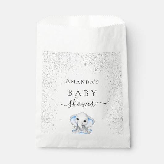 Blauer Elefantenjunge Babydusche Geschenktütchen (Vorderseite)
