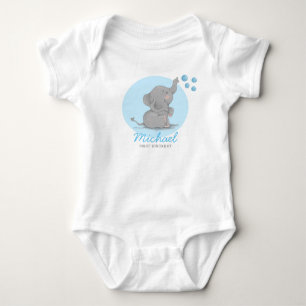 Blauer Elefantenseifenblase zum ersten Geburtstag Baby Strampler