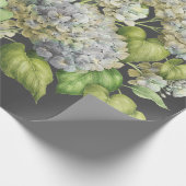 Blauer Elegant Blauer Hydrangea Schwarzer Deko Geschenkpapier (Ecke)