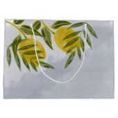 Blauer Elegant Botanischer Zitronenwald Große Geschenktüte (Rückseite)