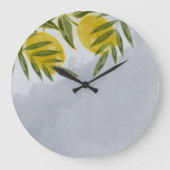 Blauer Elegant Botanischer Zitronenwald Große Wanduhr (Vorderseite)