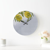 Blauer Elegant Botanischer Zitronenwald Große Wanduhr (Zuhause)