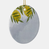 Blauer Elegant Botanischer Zitronenwald Keramik Ornament (Rechts)