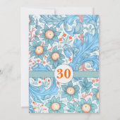 Blauer eleganter 30. Hochzeitstag Einladungen (Rückseite)