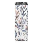 Blauer Eleganter ästhetischer Floral Thermal Tumbl Thermosbecher (Rückseite)