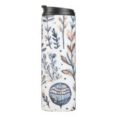 Blauer Eleganter ästhetischer Floral Thermal Tumbl Thermosbecher (Nach rechts gedreht)