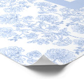 Blauer eleganter Blumen-Toile-Sitzplan-Poster Poster (Ecke)