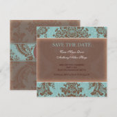 Blauer, eleganter Damast Save the Date (Vorne/Hinten)