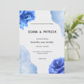Blauer Eleganter Einladung zur Hochzeit (Stehend Vorderseite)