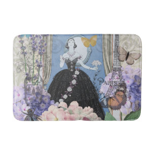 Blauer Eleganter Extravaganter Blumenstrauß Badematte