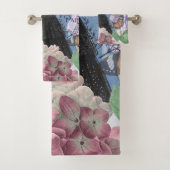 Blauer Eleganter Extravaganter Blumenstrauß Badhandtuch Set (Insitu)