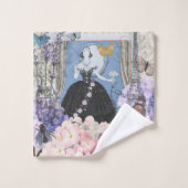 Blauer Eleganter Extravaganter Blumenstrauß Badhandtuch Set (Waschlappen)