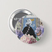 Blauer Eleganter Extravaganter Blumenstrauß Button (Vorne & Hinten)