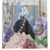 Blauer Eleganter Extravaganter Blumenstrauß Duschvorhang (Vorderseite)