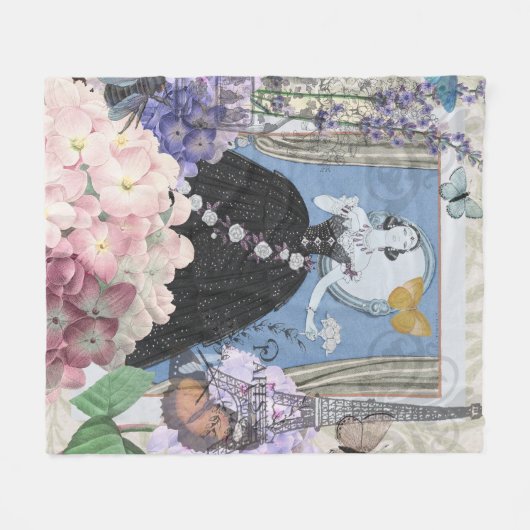 Blauer Eleganter Extravaganter Blumenstrauß Fleecedecke (Vorderseite (Horizontal))