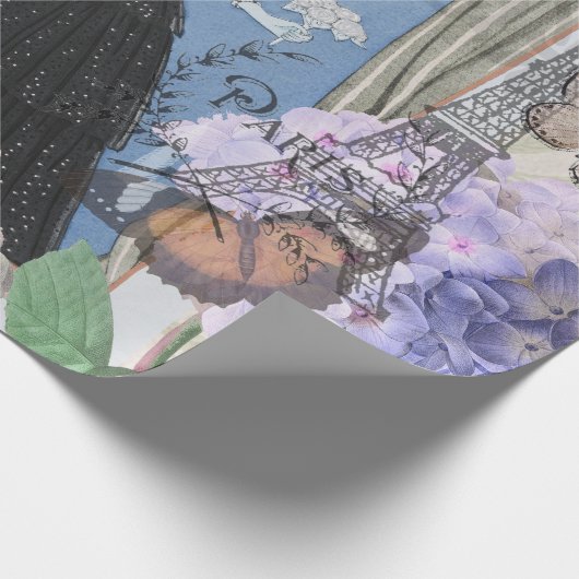 Blauer Eleganter Extravaganter Blumenstrauß Geschenkpapier (Ecke)