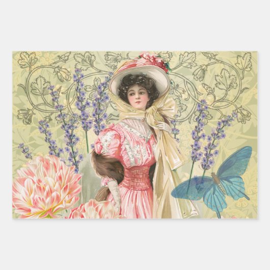 Blauer Eleganter Extravaganter Blumenstrauß Geschenkpapier Set (Vorderseite 3)