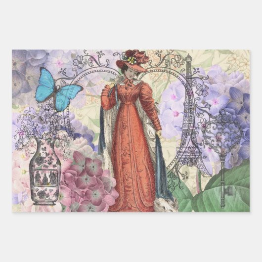 Blauer Eleganter Extravaganter Blumenstrauß Geschenkpapier Set (Vorderseite 2)