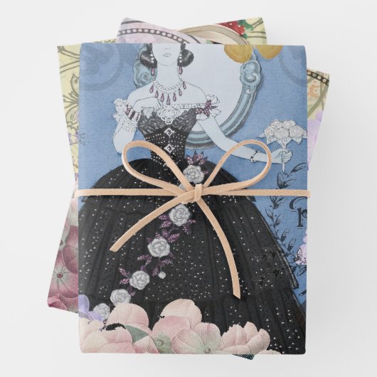 Blauer Eleganter Extravaganter Blumenstrauß Geschenkpapier Set (Beispiel)