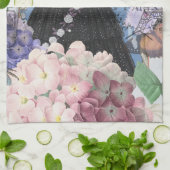 Blauer Eleganter Extravaganter Blumenstrauß Geschirrtuch (Gefaltet)