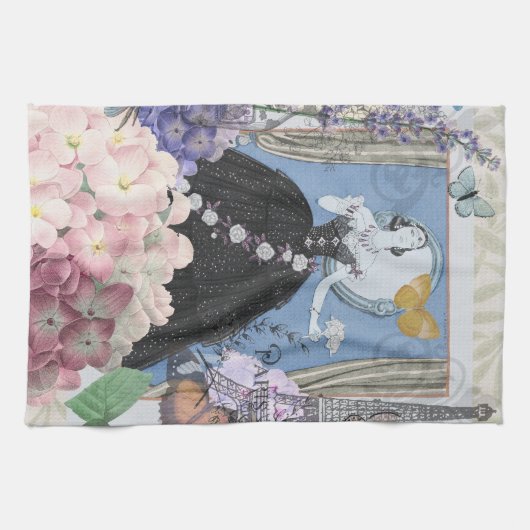 Blauer Eleganter Extravaganter Blumenstrauß Geschirrtuch (Horizontal)