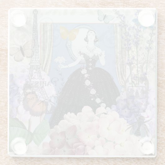 Blauer Eleganter Extravaganter Blumenstrauß Glasuntersetzer (Rückseite)