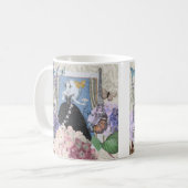 Blauer Eleganter Extravaganter Blumenstrauß Kaffeetasse (Vorderseite Links)