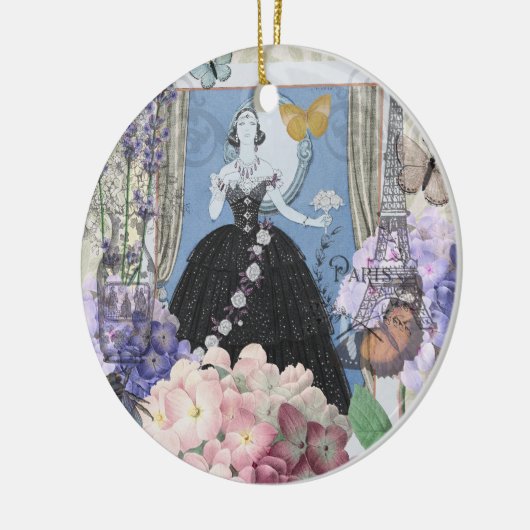 Blauer Eleganter Extravaganter Blumenstrauß Keramik Ornament (Links)