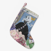 Blauer Eleganter Extravaganter Blumenstrauß Kleiner Weihnachtsstrumpf (Vorderansicht (hängend))